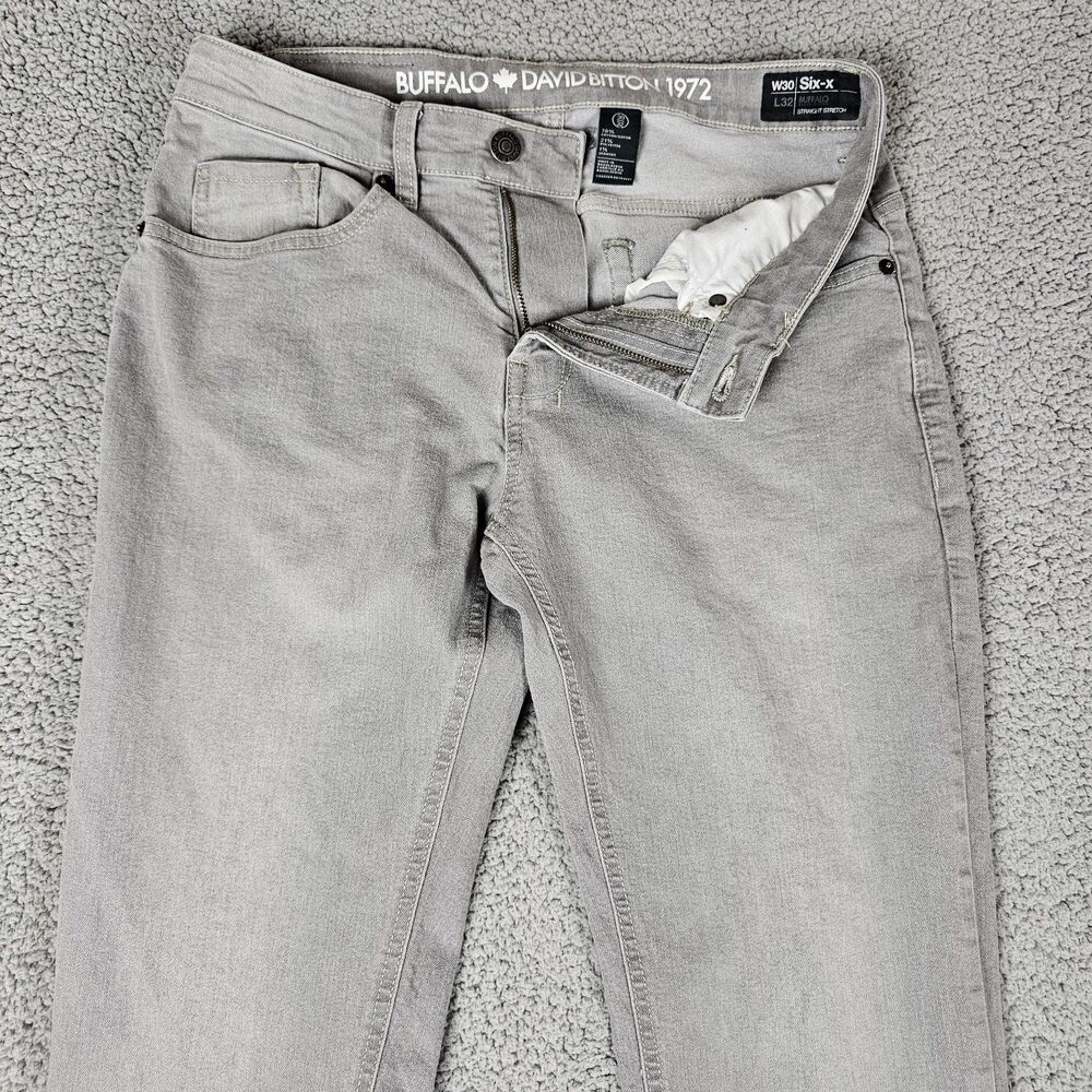 Buffalo David Bitton Jeans Mens 31x32 Gray Six X Straight Stretch Denim Distress